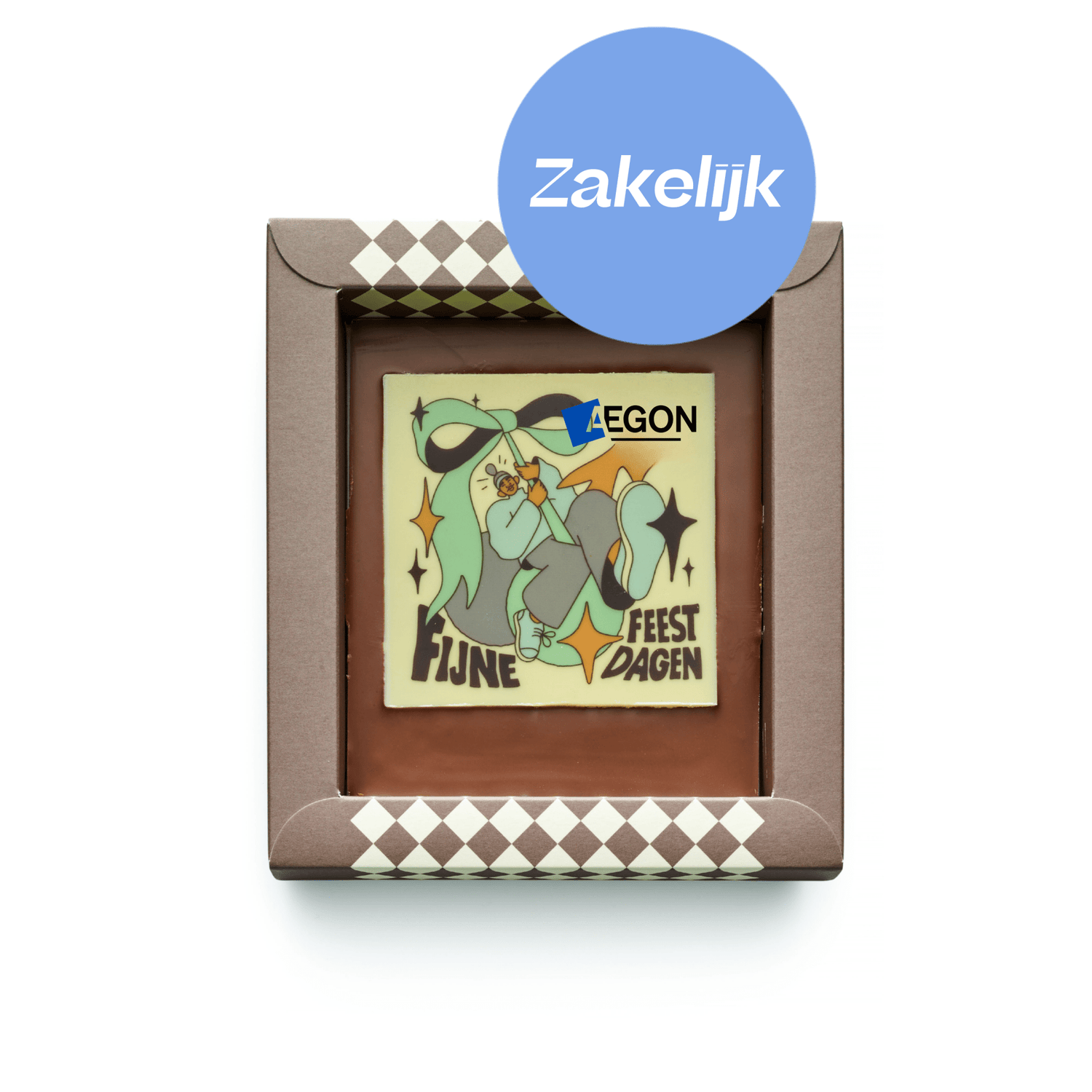 Chocolade Wenskaart | Fijne feestdagen eigen logo - De Bonte Koe