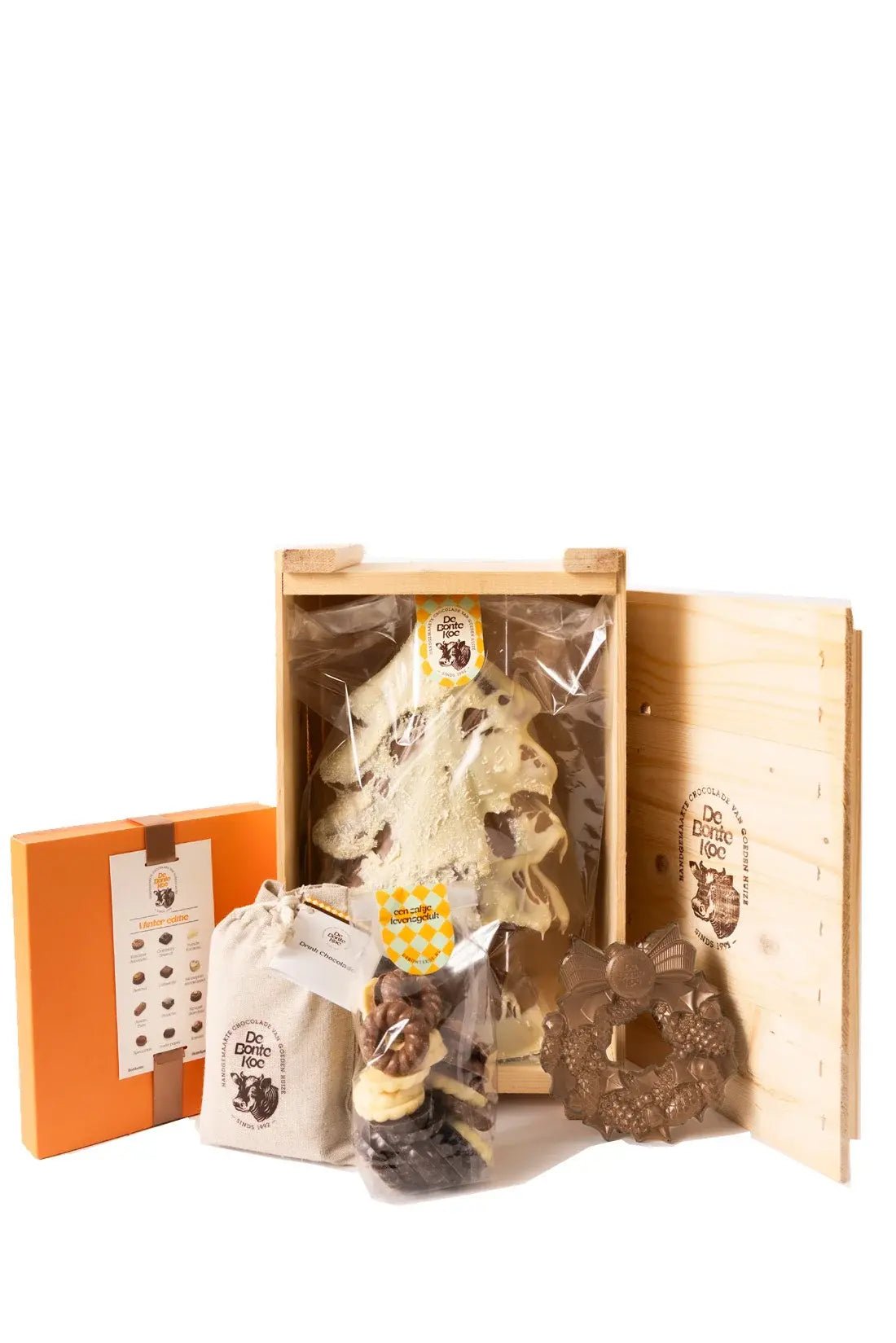 Chocolade Kerstpakket | Deluxe boom in kist - De Bonte Koe