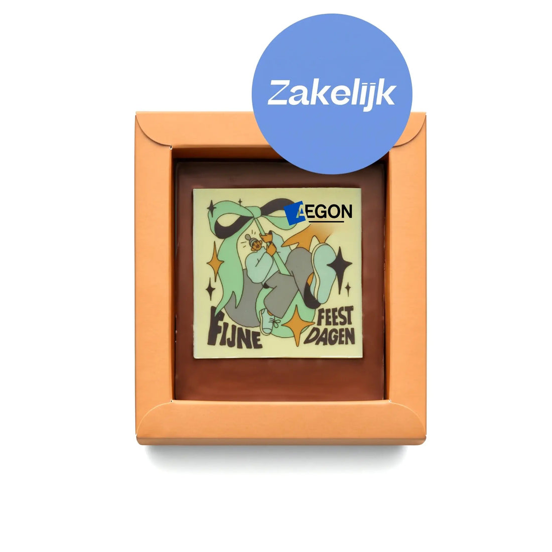 Chocolade Wenskaart | Fijne feestdagen eigen logo - De Bonte Koe