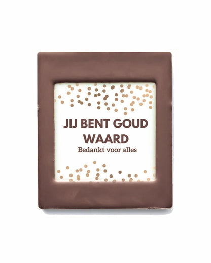 Chocolade Wenskaart | Goud Waard - De Bonte Koe